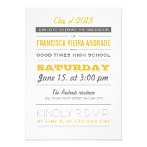 High School Graduation Party Photo Yellow Gray invitations