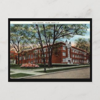 High School, Niles Michigan 1935 Vintage postcard