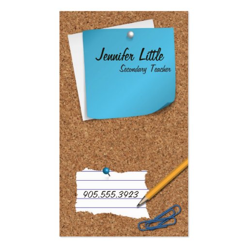 High School Teacher Business Card - Post It Note