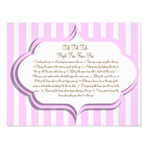 High Tea Birthday Invitations Front and Back