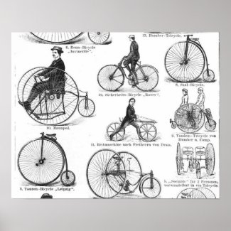 High Wheeler Victorian Penny Farthing Cycle Biking Poster