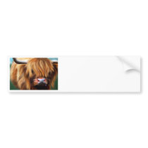 Highland Cow Painting Bumper Sticker