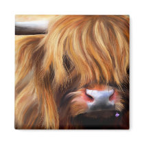 Highland Cow Painting Refrigerator Magnets