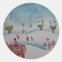 Highland cow snowman painting stickers