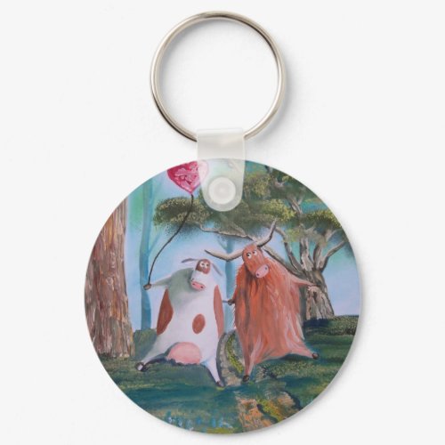 HIGHLAND COWS IN LOVE Gordon Bruce keychain