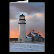 Highland Lighthouse Cape Cod Winter Sunset cards