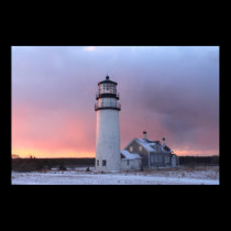 Highland Lighthouse Cape Cod Winter Sunset posters