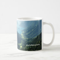 highland, spring, valley, mountians, forests, lake, fantasy, mountains, Caneca com design gráfico personalizado