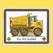 Highway Dump Truck Kids Party Invitation invitations