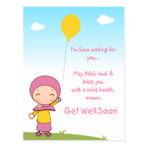 Hijab Girl Get Well Postcard postcards