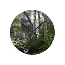 Hiker admires Falls Branch Falls Round Wallclocks