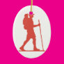 Hiker in Pink Christmas Ornament