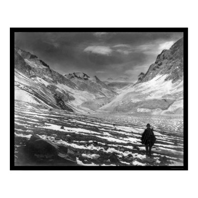 Hiker in the Mount Aconcagua Valley in Chile 1915 Print by lc_vintagephotos