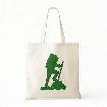 Hiker Silhouette Emblem Graphic Design Backpacker Canvas Bags