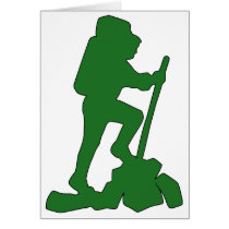 Hiker Silhouette Emblem Graphic Design Backpacker Cards