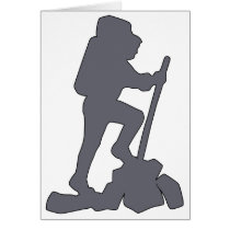 Hiker Silhouette Emblem Graphic Design Backpacker Greeting Card