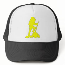 Hiker Silhouette Emblem Graphic Design Backpacker Mesh Hat