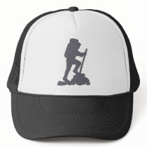 Hiker Silhouette Emblem Graphic Design Backpacker Hat