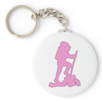 Hiker Silhouette Emblem Graphic Design Backpacker Keychains