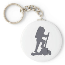 Hiker Silhouette Emblem Graphic Design Backpacker Key Chains
