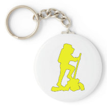 Hiker Silhouette Emblem Graphic Design Backpacker Key Chain
