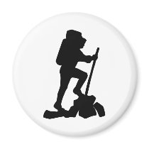Hiker Silhouette Emblem Graphic Design Backpacker Refrigerator Magnet