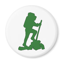 Hiker Silhouette Emblem Graphic Design Backpacker Fridge Magnets