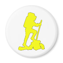 Hiker Silhouette Emblem Graphic Design Backpacker Refrigerator Magnet