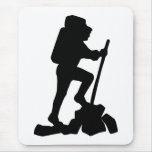 Hiker Silhouette Emblem Graphic Design Backpacker Mouse Pad