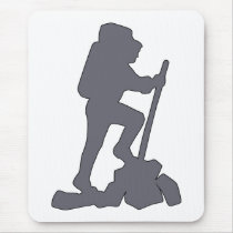 Hiker Silhouette Emblem Graphic Design Backpacker Mousepads
