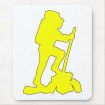 Hiker Silhouette Emblem Graphic Design Backpacker Mousepad