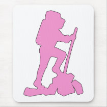 Hiker Silhouette Emblem Graphic Design Backpacker Mousepads