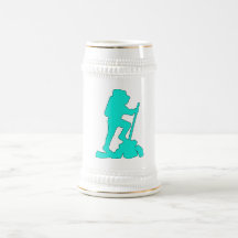 Hiker Silhouette Emblem Graphic Design Backpacker Mug
