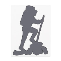 Hiker Silhouette Emblem Graphic Design Backpacker Postcard