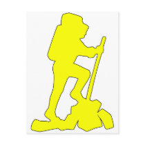 Hiker Silhouette Emblem Graphic Design Backpacker Post Cards