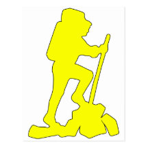 Hiker Silhouette Emblem Graphic Design Backpacker Post Cards