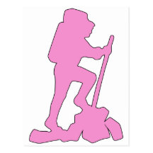 Hiker Silhouette Emblem Graphic Design Backpacker Postcards