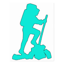 Hiker Silhouette Emblem Graphic Design Backpacker Postcards