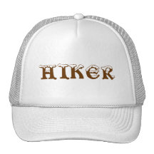 Hiker. Snow Top Letters. Brown and White. Trucker Hats