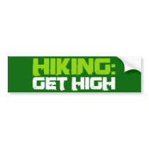 Hiking: Get High (green) bumper stickers