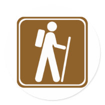Hiking Highway Sign Round Sticker