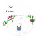 Hiking Snowman Gift Tag stickers by seashell2 Hiking Snowman Gift Tag stickers