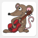 Hilarious Cartoon Mouse Playing Red Guitar Sticker