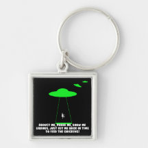 Hilarious chicken abduction keychains