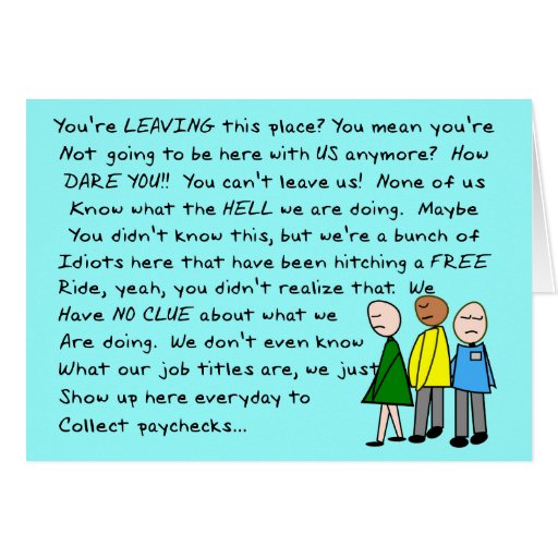 Hilarious Group Co-Worker Leaving Card | Zazzle