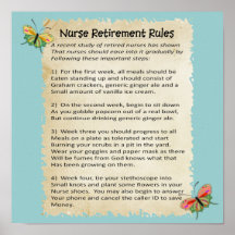 Hilarious "Nurse Retirement Rules" Poster 12x12"