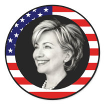 hillary clinton 08. us flag. picturesque. sticker