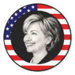 hillary clinton 08. us flag. picturesque. sticker