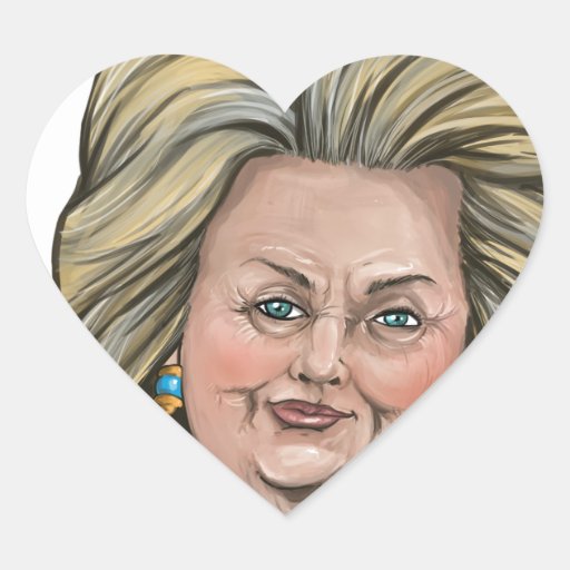 Hillary Clinton Caricature Heart Sticker | Zazzle