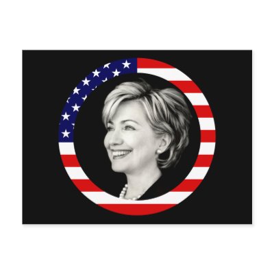 hillary clinton. us flag. picturesque. post card by asyrum